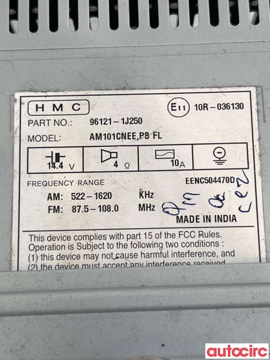 Bilstereo til Hyundai i20 2009-2014 (Type I) (HYUNDAI|961211J250BLH|AM101CNEE|96121-1J250)