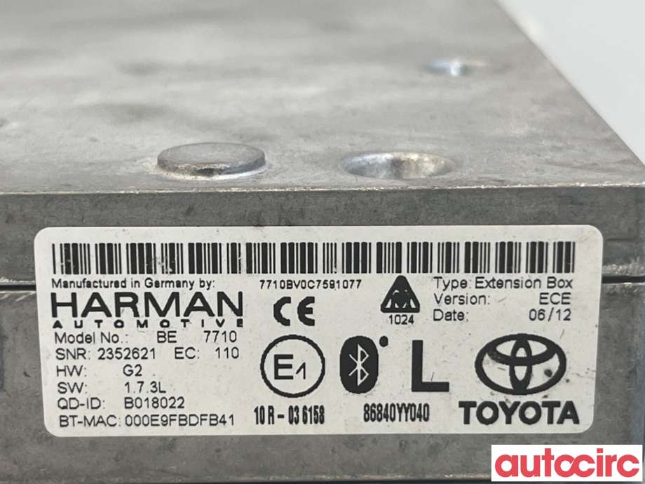 Styreenhet diverse til Toyota Avensis 2009-2015 (Type III, Fase 1)  (TOYOTA|86840YY040|BE7710)