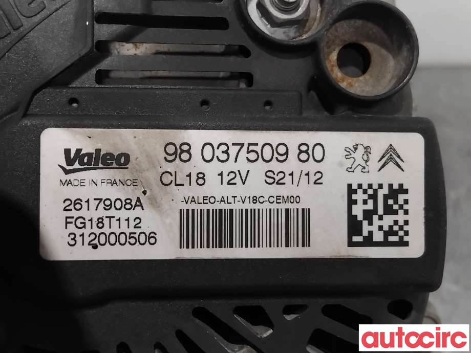 Dynamo til Peugeot 508 2011-2014 (Type I, Fase 1)  (PEUGEOT|1609016080|FG18T112|9803750980)