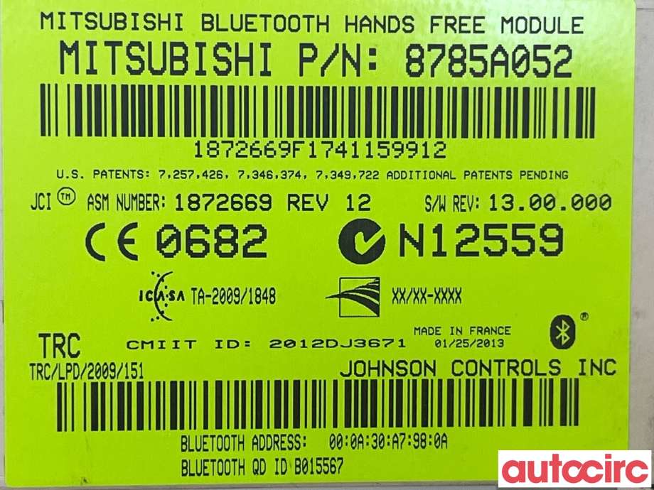Styreenhet bluetooth til Mitsubishi Outlander 2012-2015 (Type III, Fase 1)  (MITSUBISHI|8785A052|)