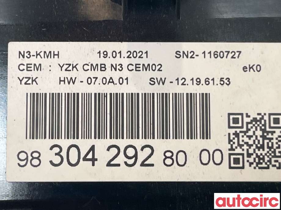 Instrumentpanel til Peugeot Expert 2016-->> (Type III)  (PEUGEOT|9830429280|)