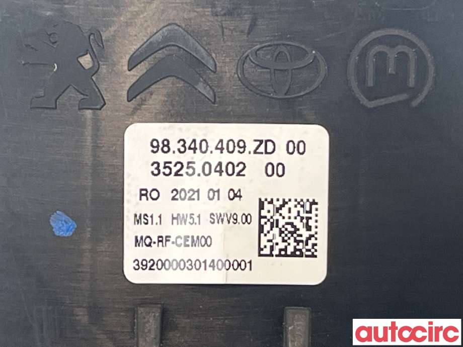 Varmeapparat betjening til Peugeot Expert 2016-->> (Type III) (PEUGEOT|98340409ZD|35250402)