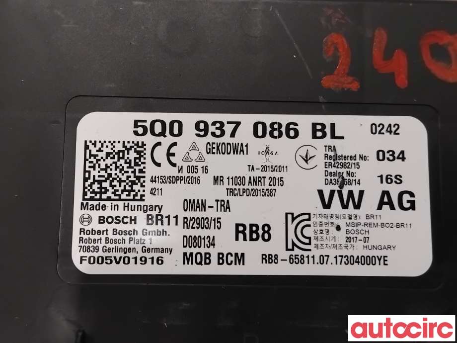 Styreenhet diverse til VW Golf Sportsvan 2014-2018  (VOLKSWAGEN|5Q0937086BM|F005V01916|5Q0937086BL)