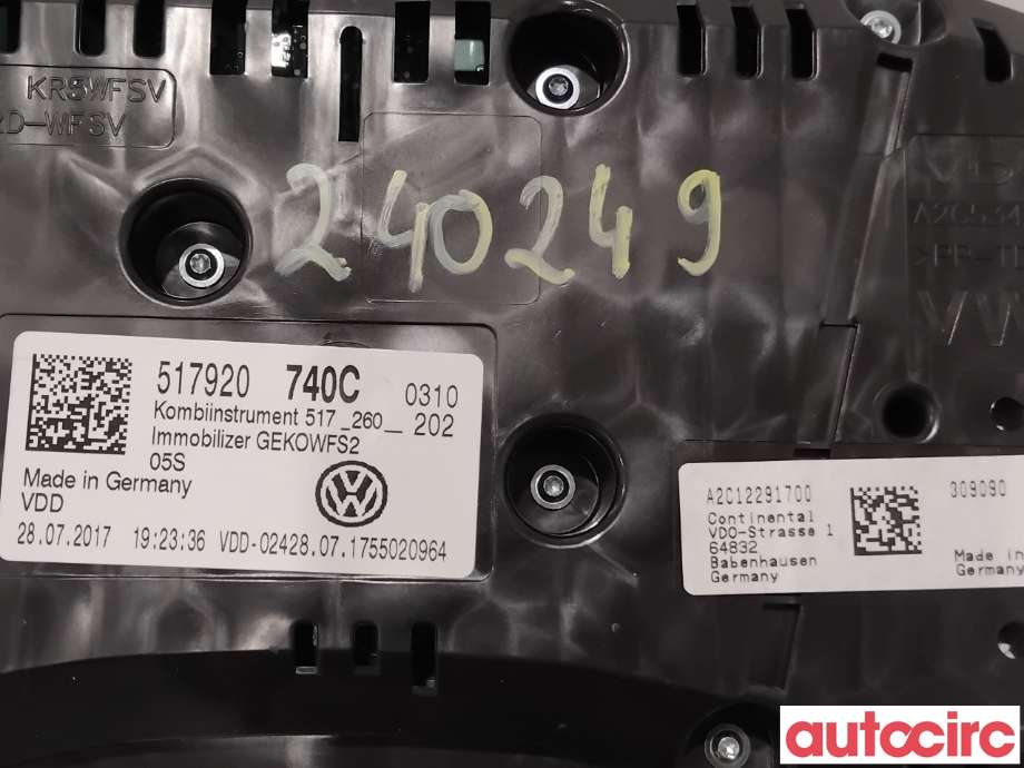 Instrumentpanel til VW Golf Sportsvan 2014-2018  (VOLKSWAGEN|517920740C|A2C12291700)