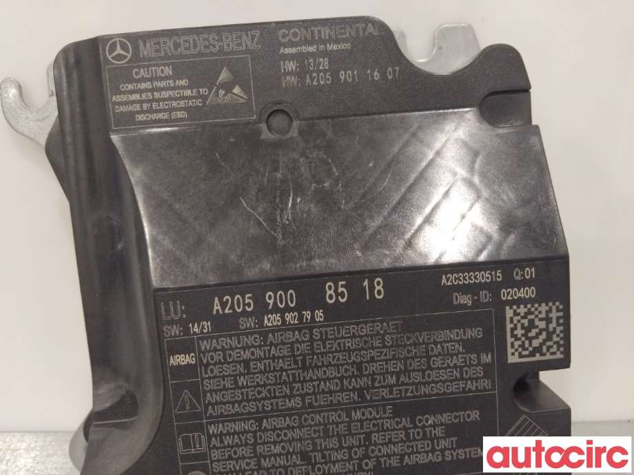 Airbag elektronikk til Mercedes GLC 2015-2022 (X253) (X253) (MERCEDES|A2059008518)