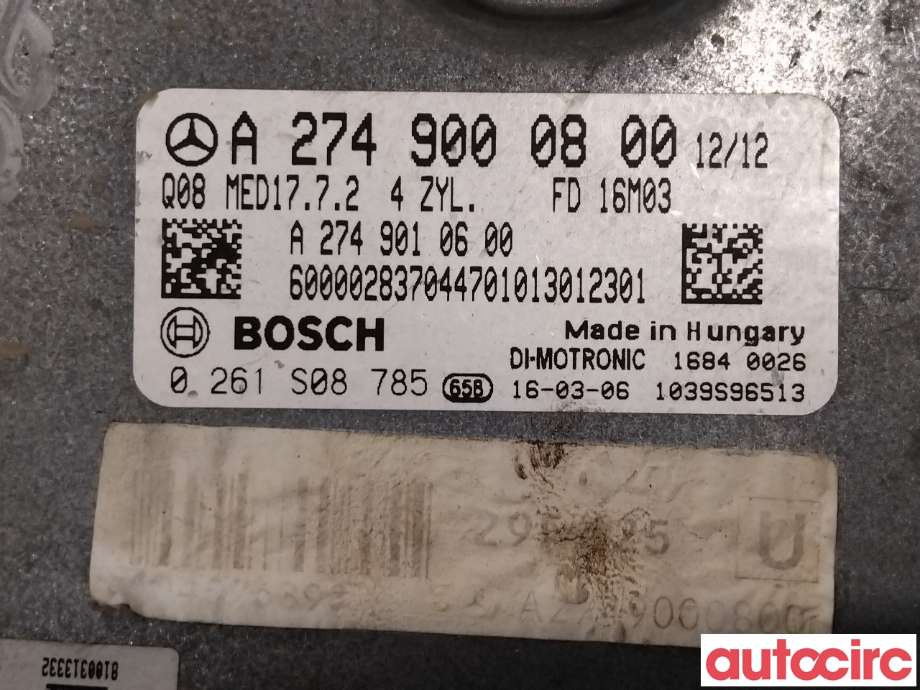 Styreenhet motor til Mercedes GLC 2015-2022 (X253) (X253) (MERCEDES|A2749000800|0261S08785|A2749002900)