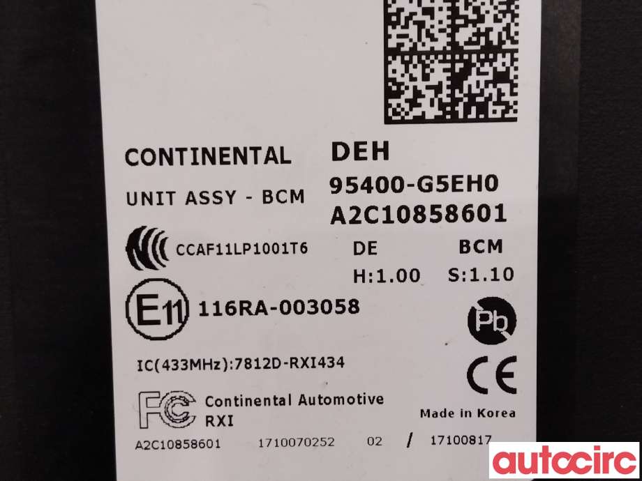 Styreenhet comfort (BCM) til Kia Niro 2016-2021  (KIA|95400G5EH0)