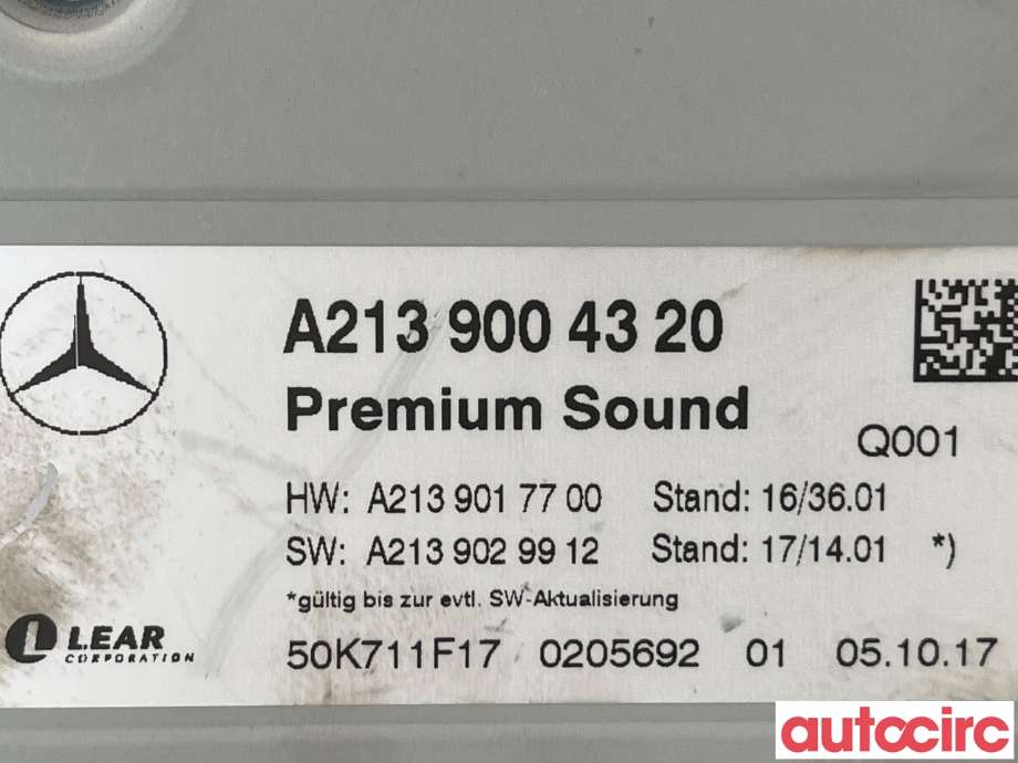 Bilstereo forsterker til Mercedes E-Klasse 2016-2023 (W213) (W213) (MERCEDES|A2139004320)