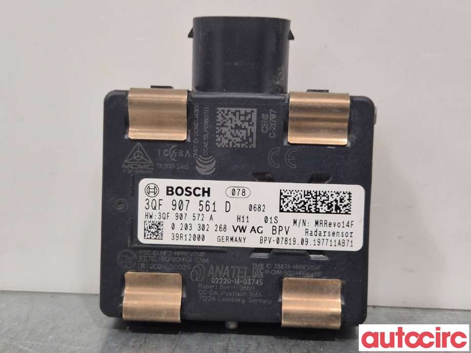 Sensor radar til Škoda Octavia 2017-2020 (Type III, Fase 2)  (SKODA|3QF907561D)