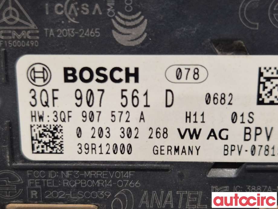 Sensor radar til Škoda Octavia 2017-2020 (Type III, Fase 2)  (SKODA|3QF907561D)