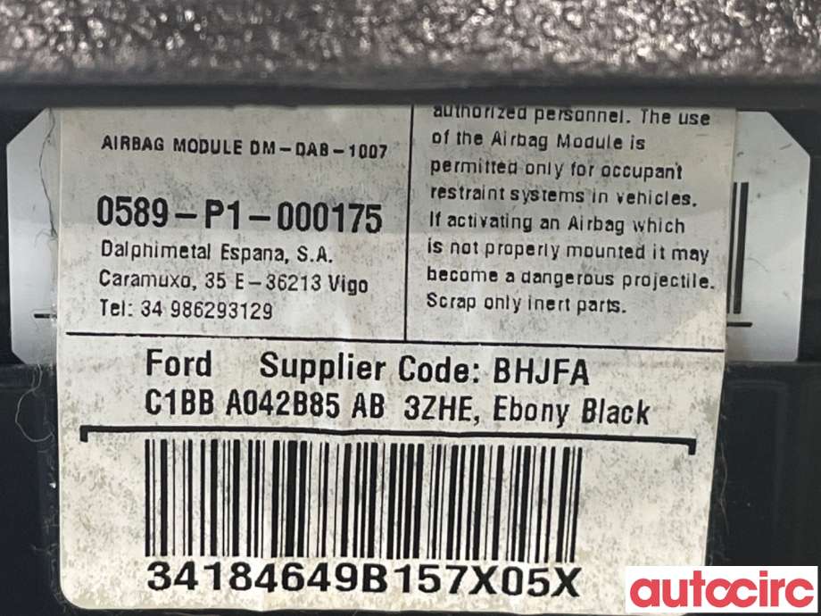 Airbag rattpute til Ford Fiesta 2013-2017 (Type VI, Fase 2)  (FORD|1899083|)