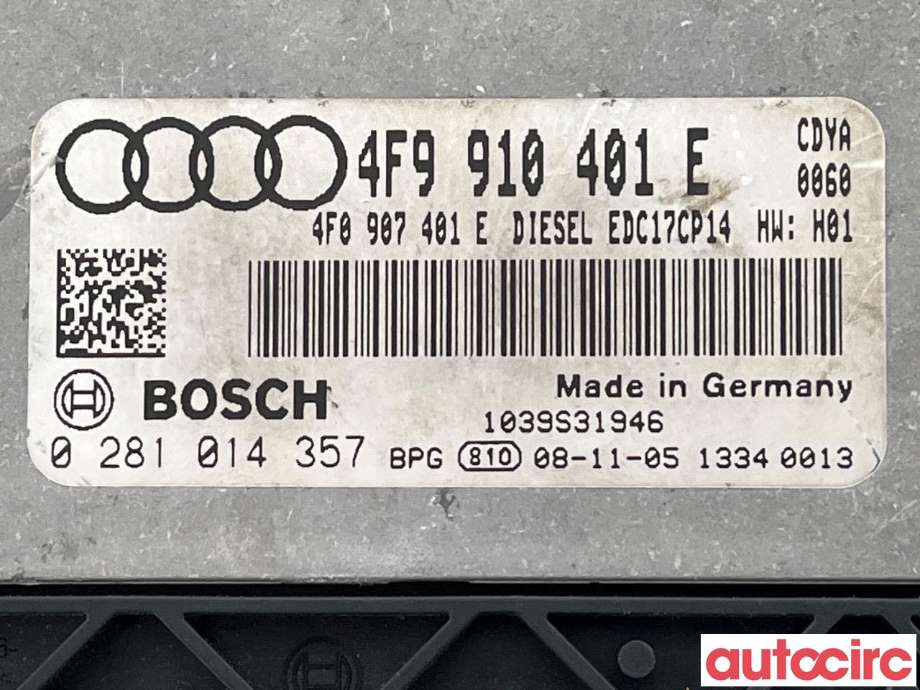 Styreenhet motor til Audi A6 2008-2011 (Type III, Fase 2) (C6) (C6) (AUDI|4F9910402A)