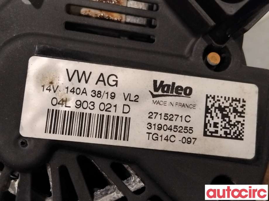 Dynamo til Škoda Octavia 2017-2020 (Type III, Fase 2)  (SKODA|04L903021DX|TG14C097|04L903021HX)
