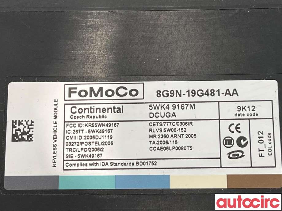 Styreenhet nøkkelfri/keyless til Volvo XC70 2008-2013 (Type II, Fase 1)  (VOLVO|30659958|5WK49167M|8G9N-19G481-AA)