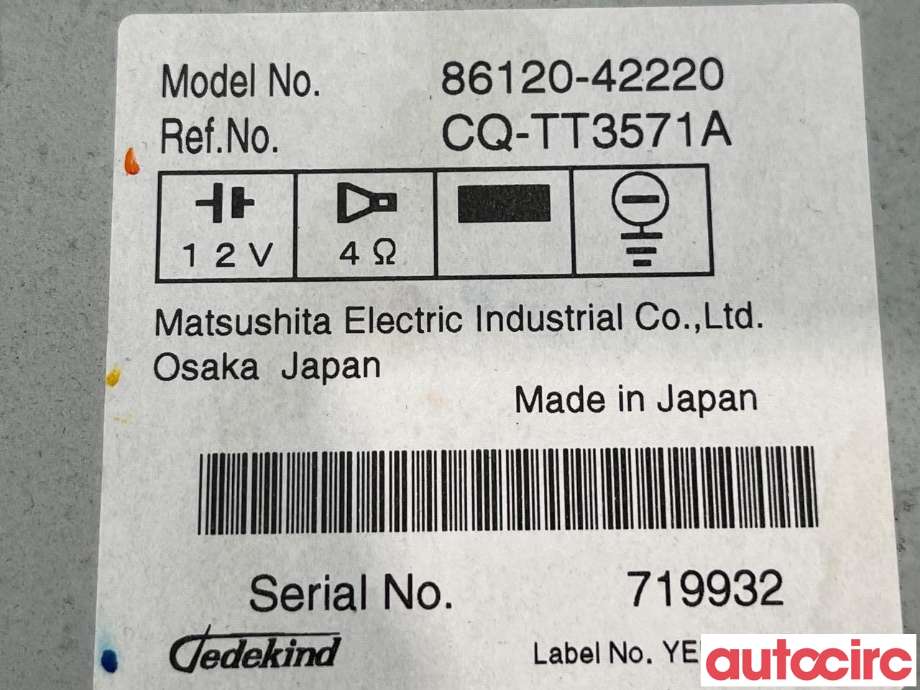 Bilstereo til Toyota RAV4 2006-2009 (Type III, Fase 1)  (TOYOTA|8612042220)