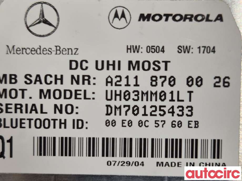 Styreenhet bluetooth til Mercedes E-Klasse 2002-2006 (Fase 1) (W211) (W211) (MERCEDES|A2118703926|A2118703226|A2118700026)