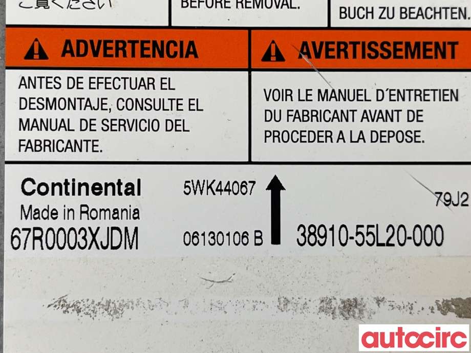 Airbag elektronikk til Suzuki SX4 2009-2013 (Type I, Fase 2) (SUZUKI|3891055L20)