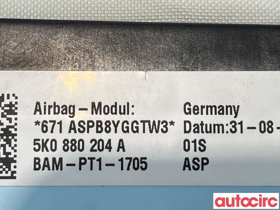 Airbag passasjer til VW Golf VI 2008-2012  (VOLKSWAGEN|5K0880204A)