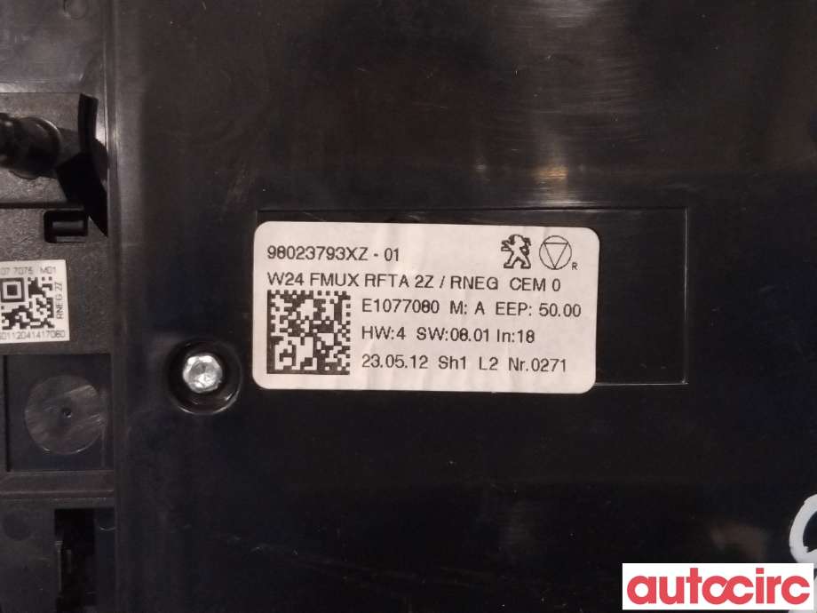 Varmeapparat betjening til Peugeot 508 2011-2014 (Type I, Fase 1)  (PEUGEOT|98023793XZ)
