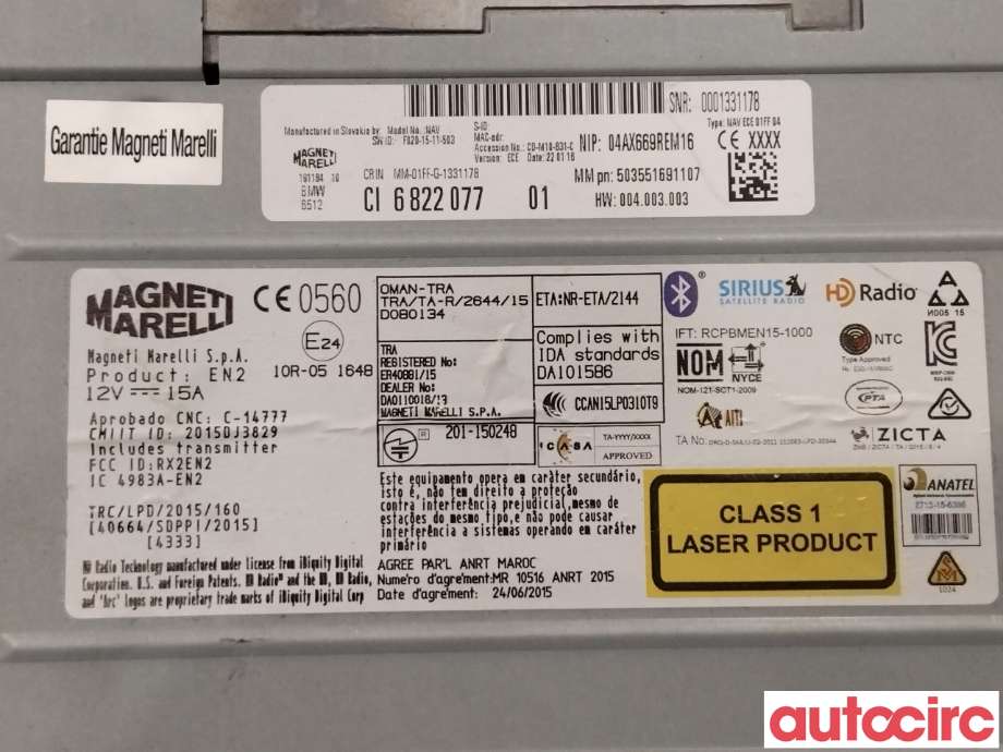 Bilstereo til BMW X1 2015-2022 (F48) (F48) (BMW|65129874338)