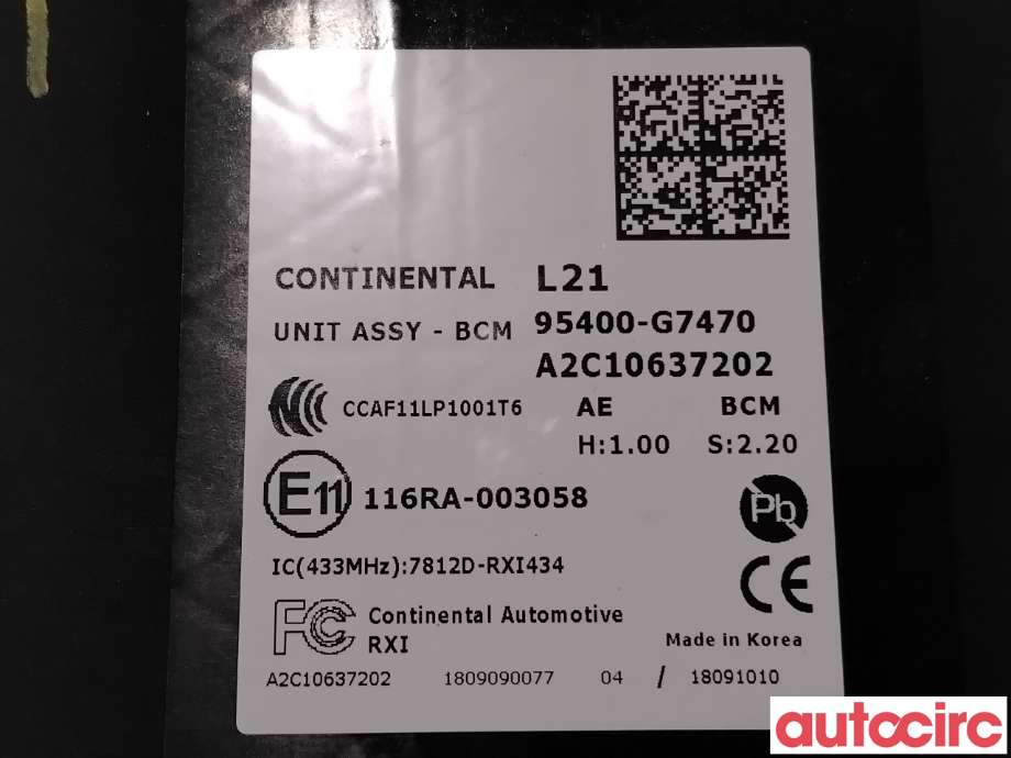 Styreenhet diverse til Hyundai Ioniq Electric 2016-2019 (Fase 1)  (HYUNDAI|95400G7470|A2C10637202|95400-G7470)