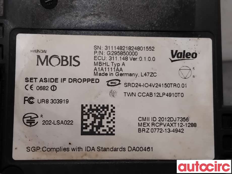 Sensor radar til Hyundai Ioniq Electric 2016-2019 (Fase 1)  (HYUNDAI|95821G2000||G295850000)