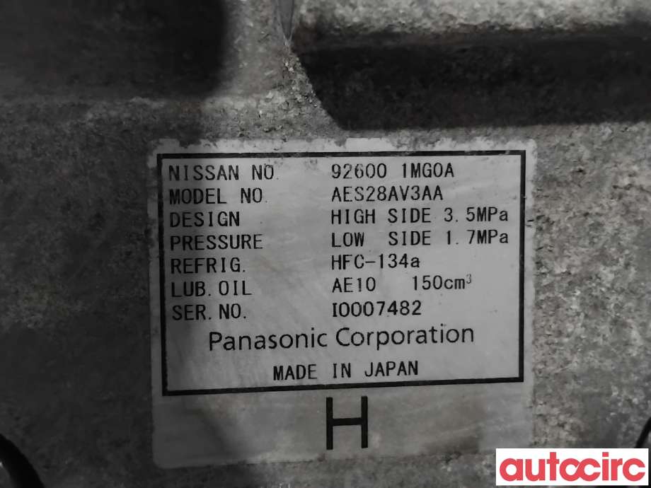 Aircondition kompressor til Nissan Leaf 2011-2017 (Type I)  (NISSAN|926001MG0A|AES28AV3AA|926001MG0B)