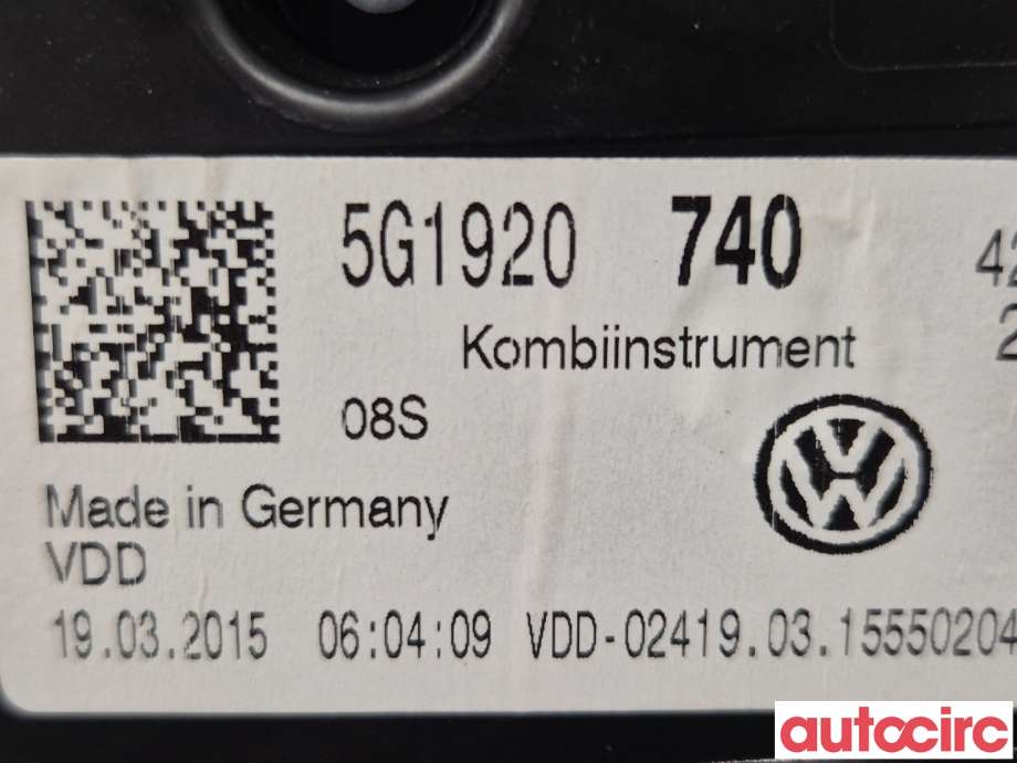 Instrumentpanel til VW Golf VII 2012-2017 (Fase 1)  (VOLKSWAGEN|5Q1920740)