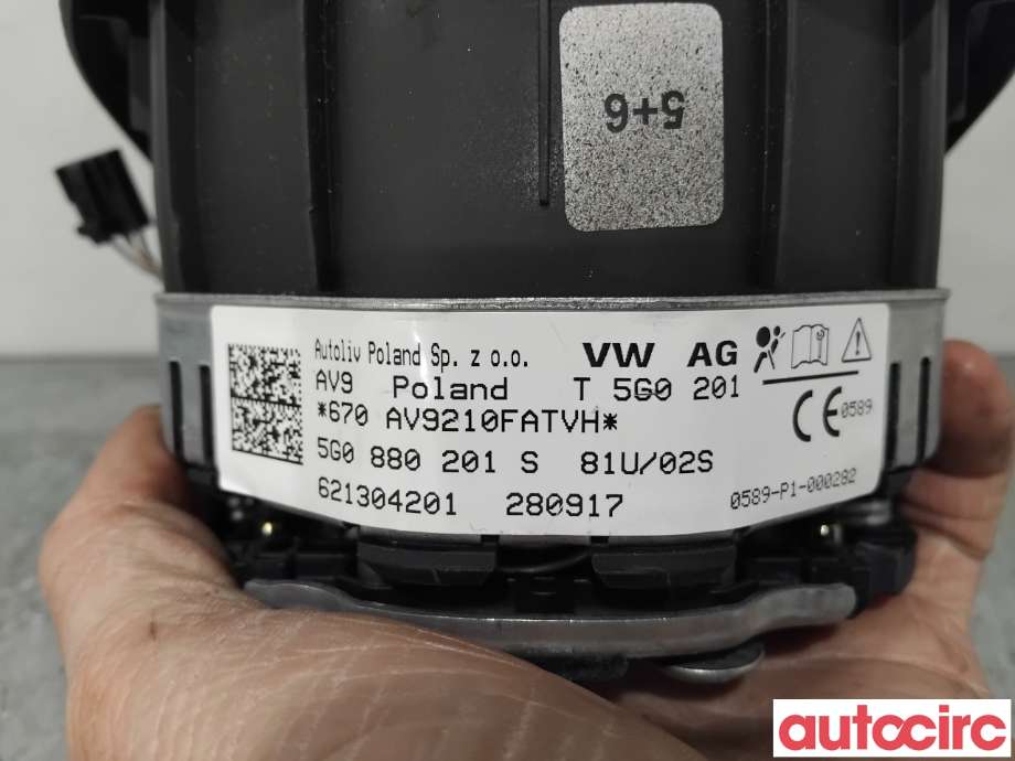Airbag rattpute til VW Passat 2015-2019 (Fase 1) (B8) (B8) (VOLKSWAGEN|5G0880201S|621304201)