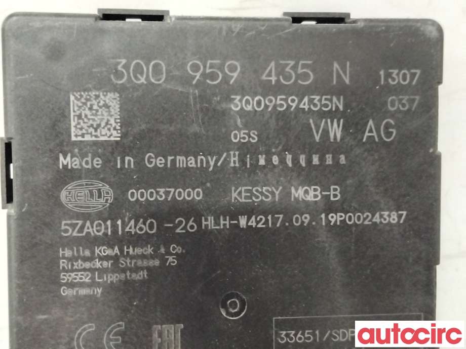 Styreenhet nøkkelfri/keyless til Škoda Octavia 2017-2020 (Type III, Fase 2)  (SKODA|3Q0959435N|5ZA011460-26|3Q0959435Q)