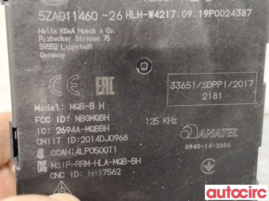 Styreenhet nøkkelfri/keyless til Škoda Octavia 2017-2020 (Type III, Fase 2)  (SKODA|3Q0959435N|5ZA011460-26|3Q0959435Q)