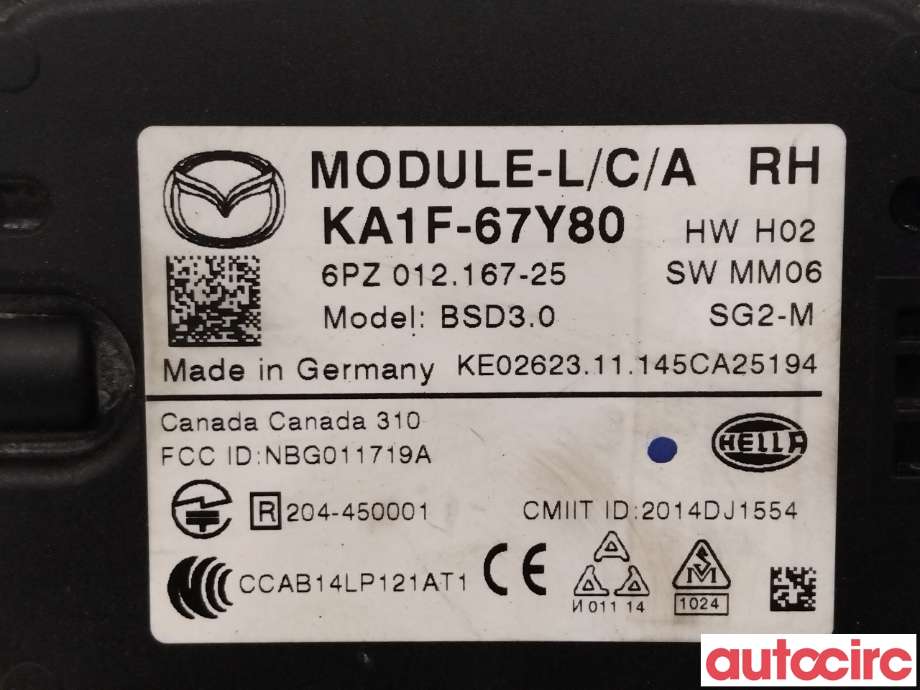 Sensor radar til Mazda CX-5 2012-2017 (Type I)  (MAZDA|KA1F-67-Y80E||KA1F-67Y80)