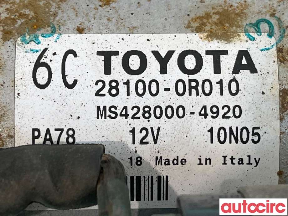 Starter diesel til Toyota RAV4 2009-2013 (Type III, Fase 2)  (TOYOTA|281000R010|MS428000-4920|28100-0R010)