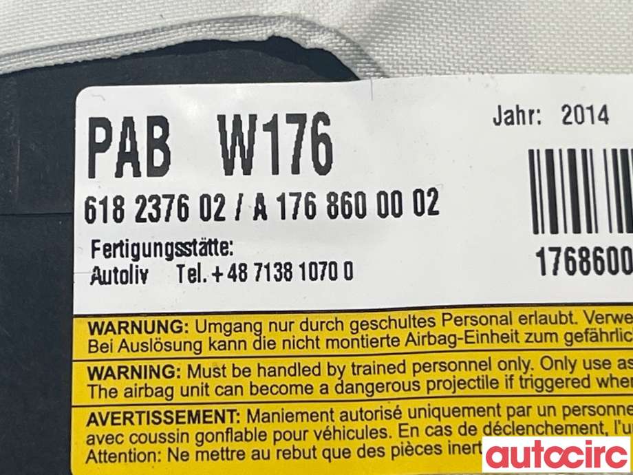 Airbag passasjer til Mercedes A-Klasse 2012-2018 (W176) (W176) (MERCEDES|A1768600002)