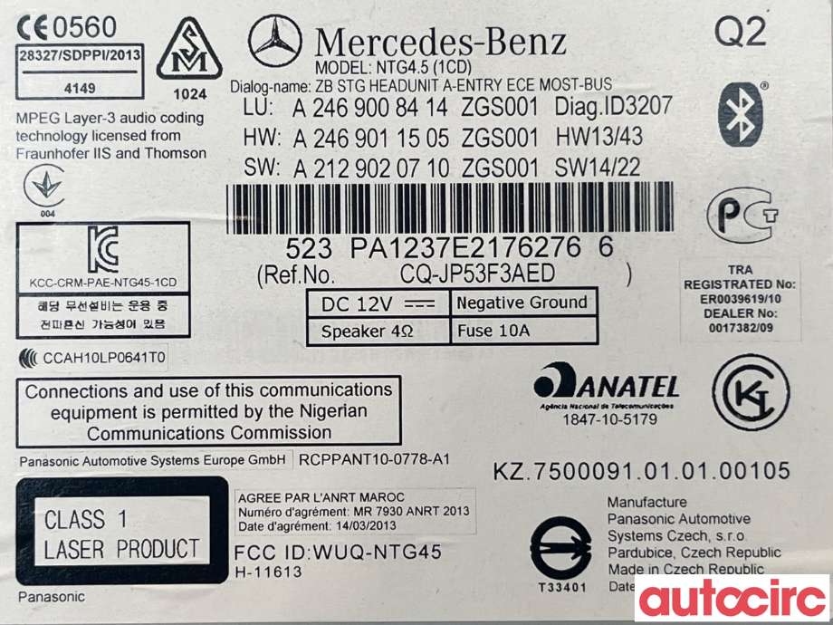 Bilstereo til Mercedes A-Klasse 2012-2018 (W176) (W176) (MERCEDES|A2469000716|A2469008414)