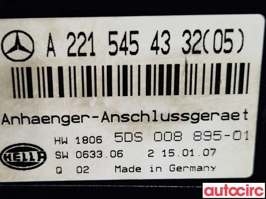 Styreenhet hengerfeste til Mercedes C-Klasse 2007-2011 (Fase 1) (W204) (W204) (MERCEDES|A2215454332|5DS008895-01)