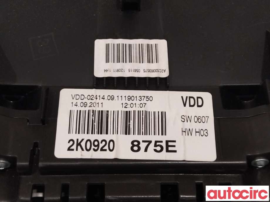 Instrumentpanel til VW Caddy 2010-2015 (Type III, Fase 2)  (VOLKSWAGEN|2K0920875Ø)