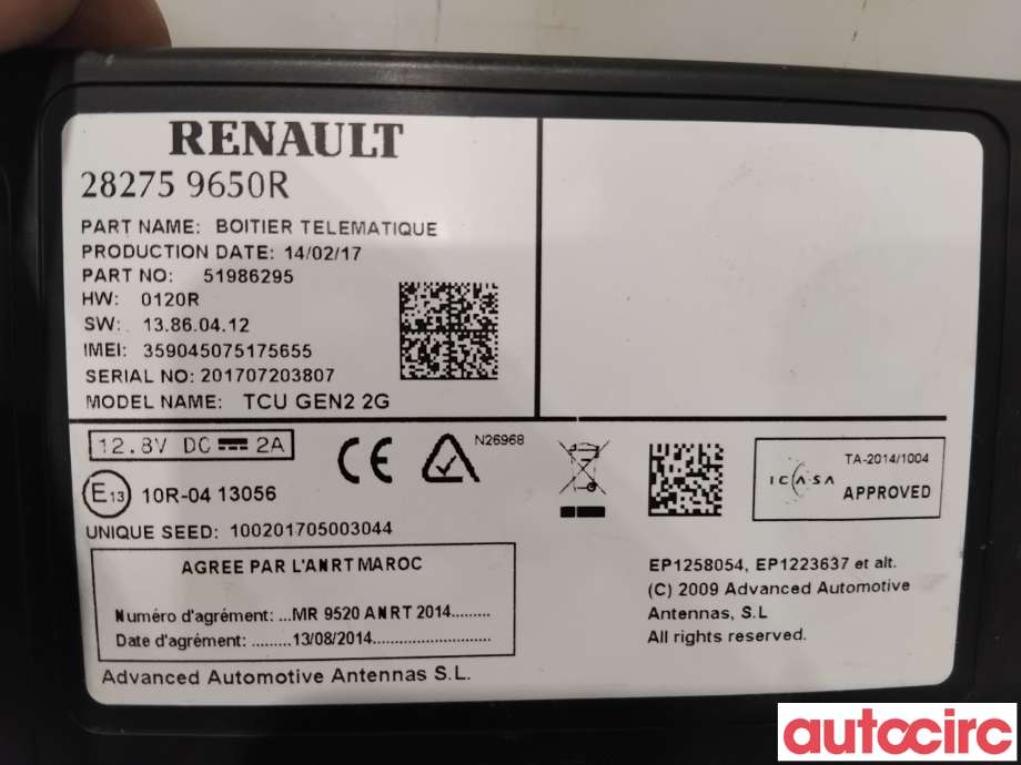 Styreenhet diverse til Renault Zoe 2013-2019 (Fase 1)  (RENAULT|282759650R|51986295|282757104R)
