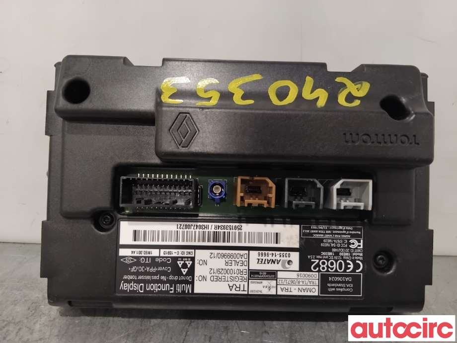 Instrument kjørecomputer til Renault Zoe 2013-2019 (Fase 1)  (RENAULT|259153934R|0355-14-9666|259150869R)