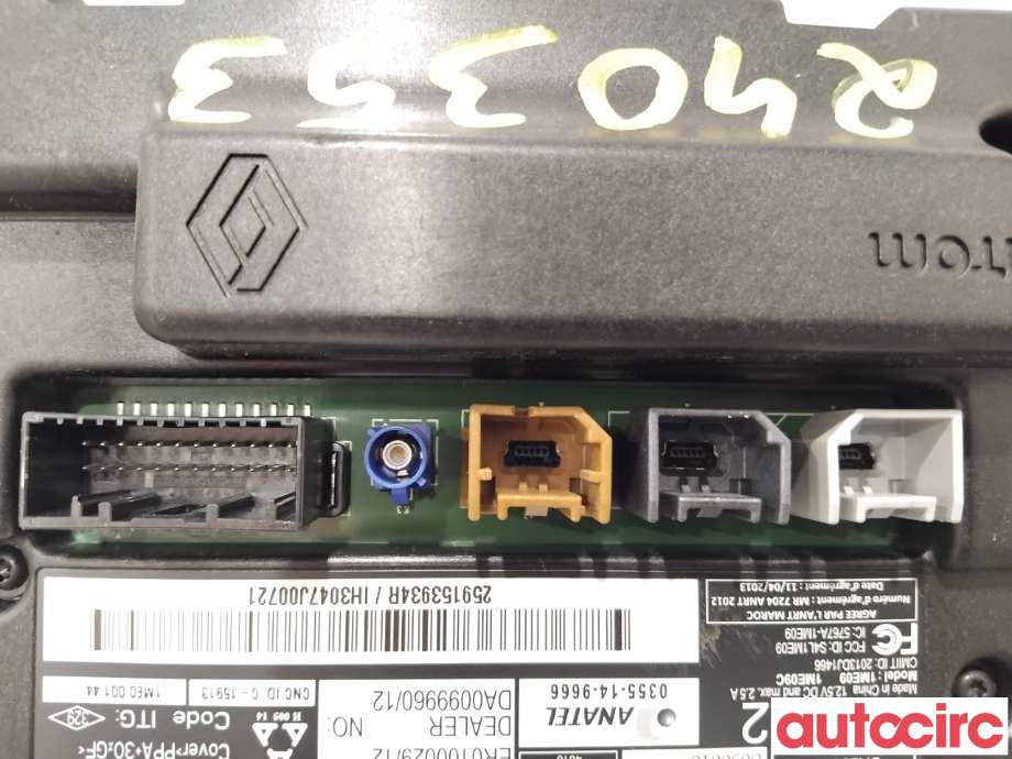 Instrument kjørecomputer til Renault Zoe 2013-2019 (Fase 1)  (RENAULT|259153934R|0355-14-9666|259150869R)