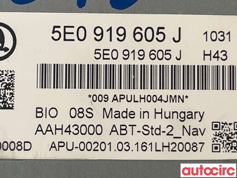 Instrument diverse til Škoda Octavia 2013-2016 (Type III, Fase 1)  (SKODA|5E0919605J)