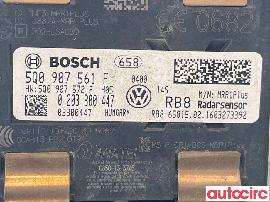 Sensor radar til Škoda Octavia 2013-2016 (Type III, Fase 1)  (SKODA|5Q0907561F)
