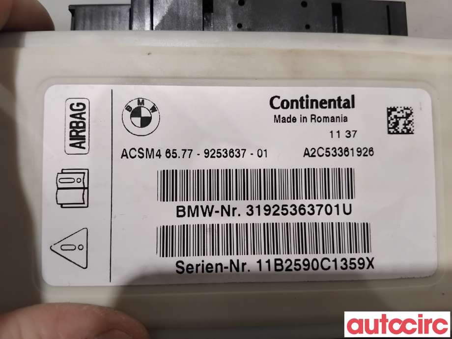Airbag elektronikk til BMW 5-Serie 2010-2017 (F10/F11) (F10/F11) (BMW|65777911606|A2C53361926|6577-9253637)