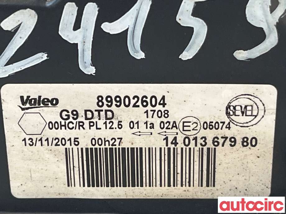 Frontlykt høyre halogen til Peugeot Expert 2007-2016 (Type II)  (PEUGEOT|6206L0|89902604)