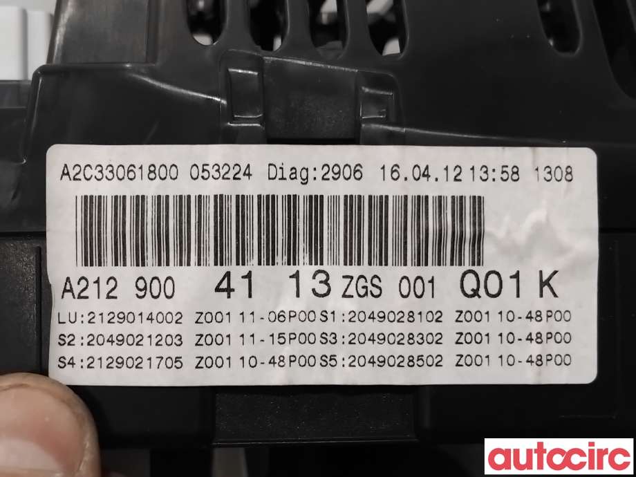 Instrumentpanel til Mercedes E-Klasse 2009-2013 (Fase 1) (W212) (W212) (MERCEDES|A2129004113|A2C33061800)