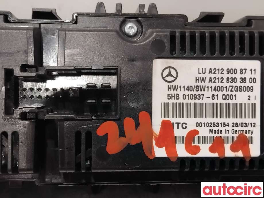 Varmeapparat betjening til Mercedes E-Klasse 2009-2013 (Fase 1) (W212) (W212) (MERCEDES|A2129008711|5HB010937-61|A2129006527)