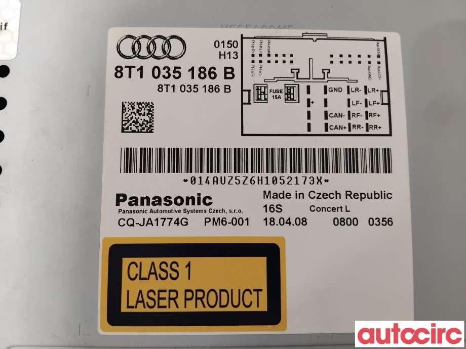 Bilstereo til Audi A4 2007-2014 (Type IV) (B8) (B8) (AUDI|8T1057186BX|CQ-JA1774G|8T1035186B)