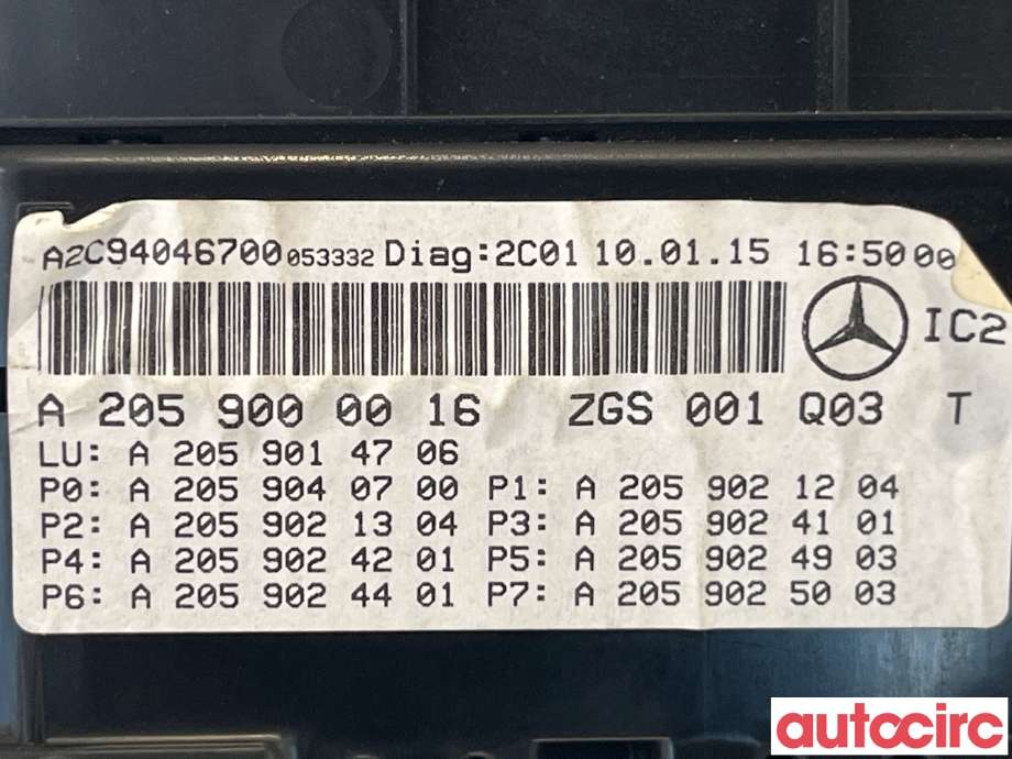 Instrumentpanel til Mercedes C-Klasse 2014-2018 (Fase 1) (W205) (W205) (MERCEDES|A2059000016)