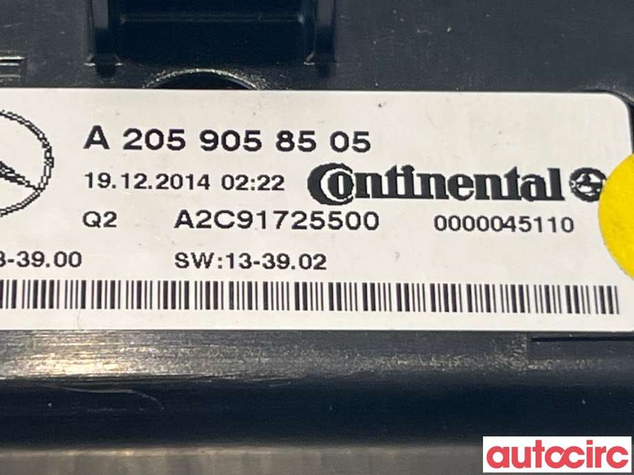 Varmeapparat betjening til Mercedes C-Klasse 2014-2018 (Fase 1) (W205) (W205) (MERCEDES|A2059054615|A2059058505)