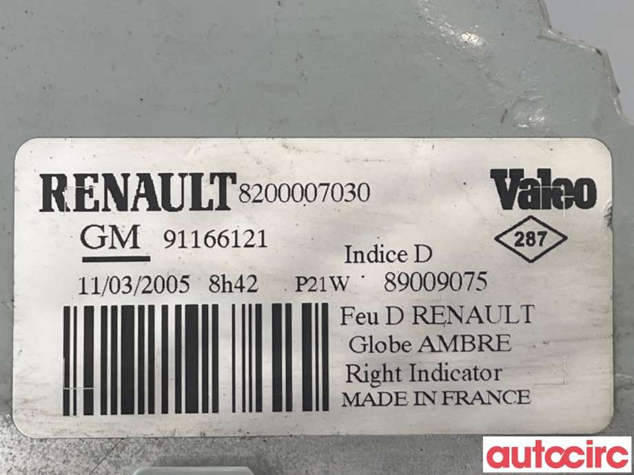 Blinklykt høyre til Renault Trafic 2001-2006  (RENAULT|8200007030|91166121|)